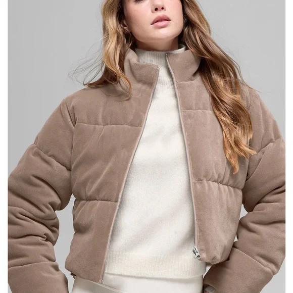 ALO Yoga Taupe Corduroy Puffer Jacket - Picture 3 of 8